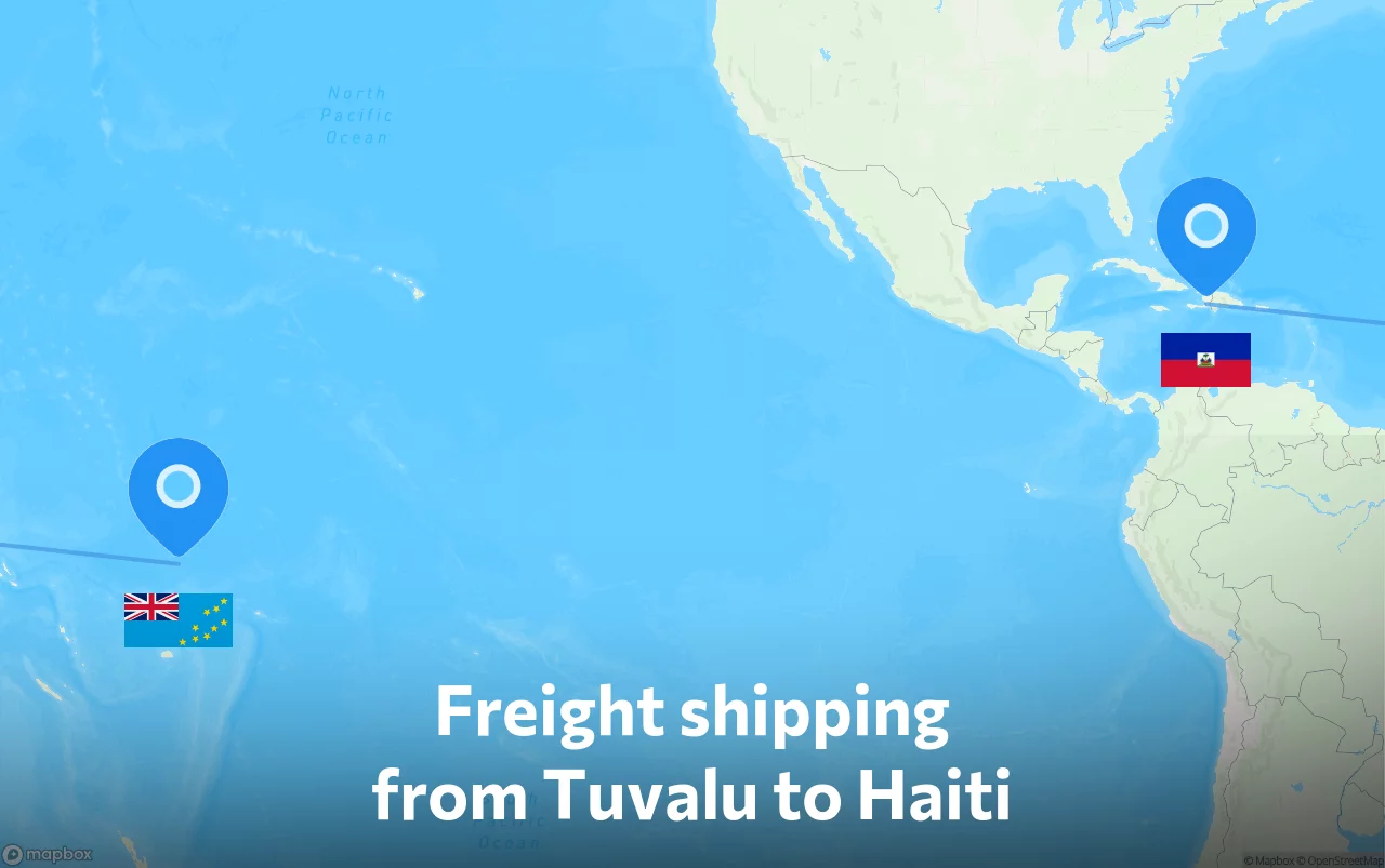 Shipping route from Tuvalu to Haiti