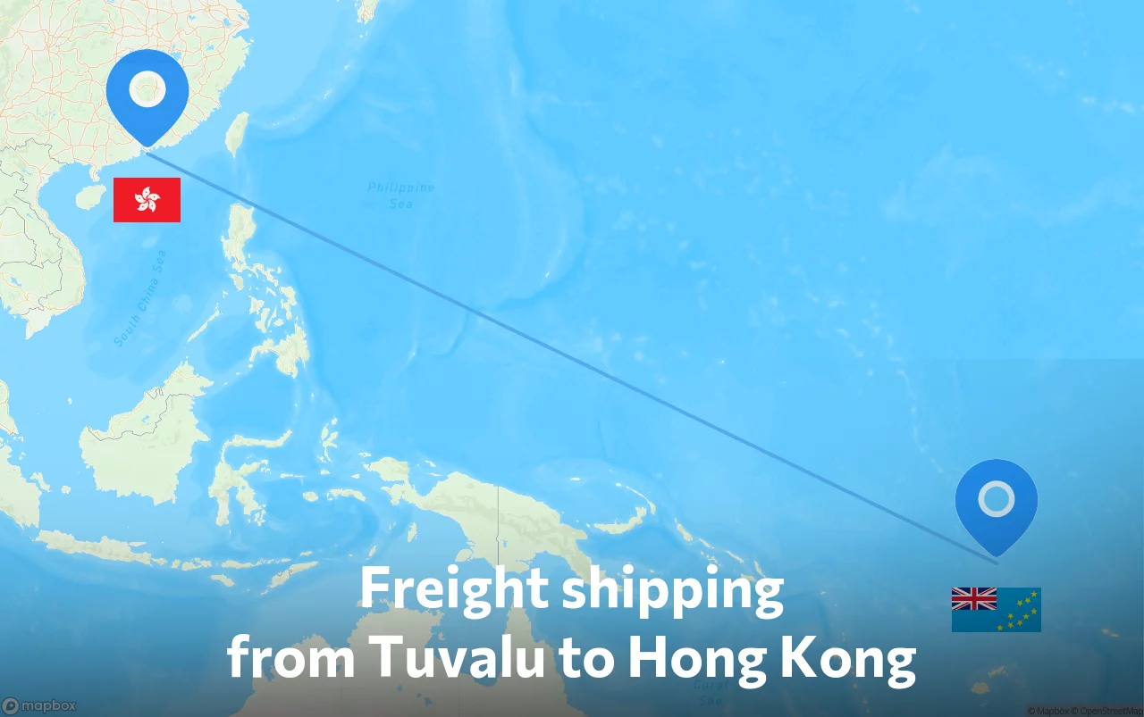 Shipping route from Tuvalu to Hong Kong