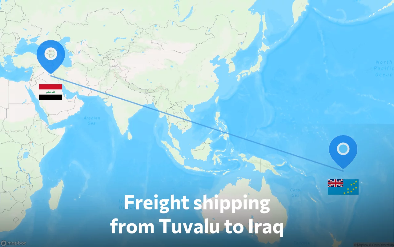Shipping route from Tuvalu to Iraq