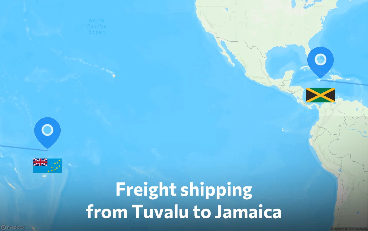 Shipping route from Tuvalu to Jamaica