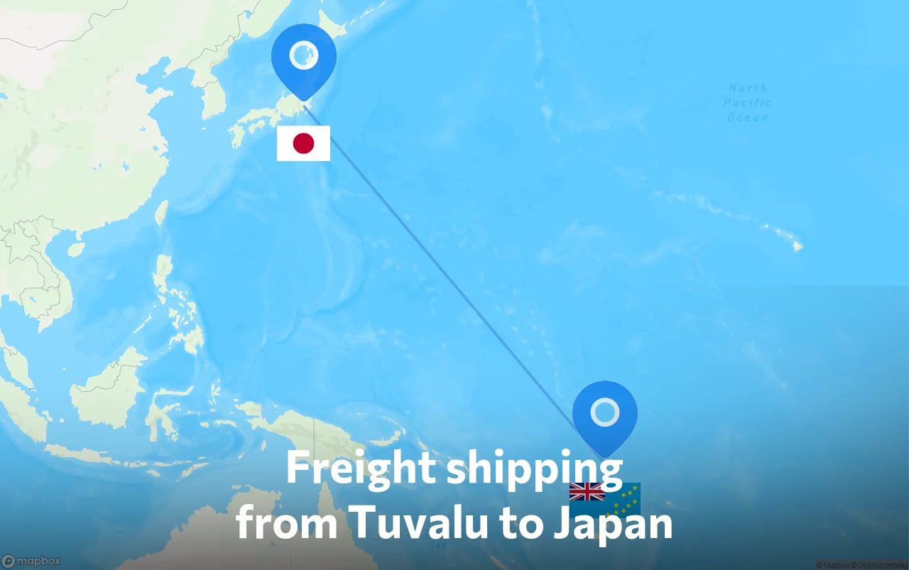 Shipping route from Tuvalu to Japan