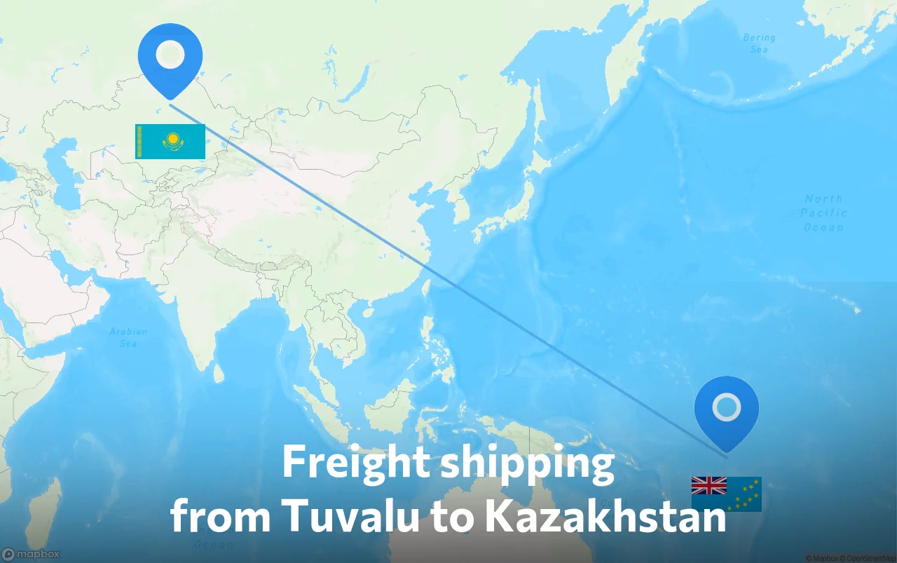 Shipping route from Tuvalu to Kazakhstan