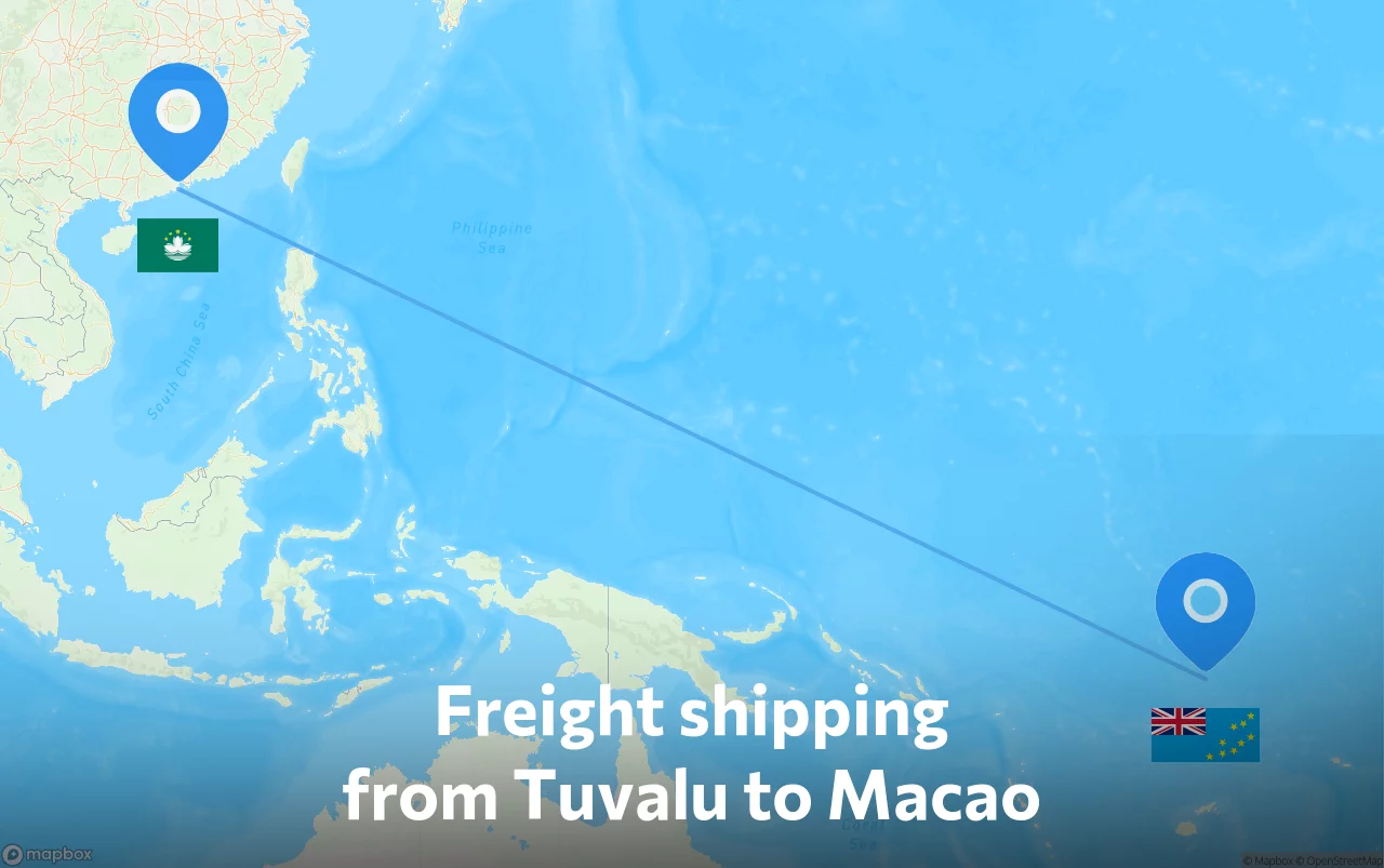 Shipping route from Tuvalu to Macao