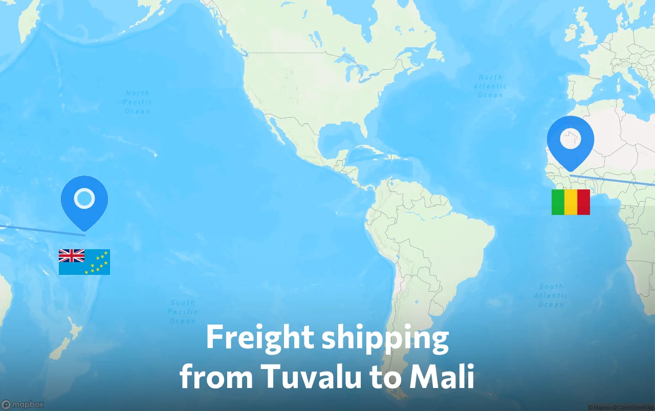 Shipping route from Tuvalu to Mali