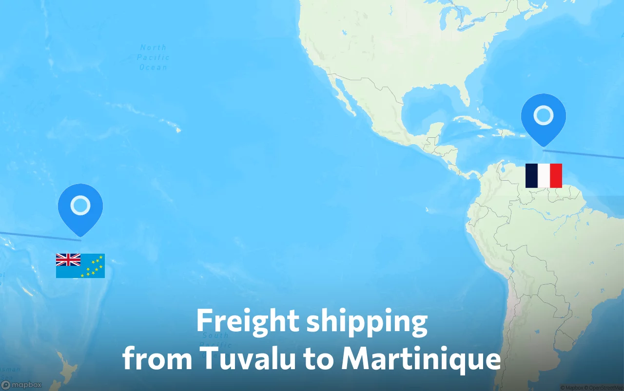 Shipping route from Tuvalu to Martinique