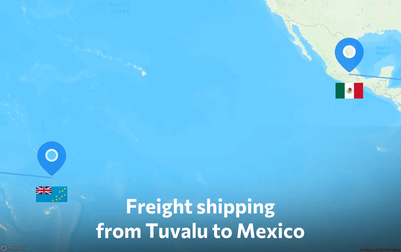 Shipping route from Tuvalu to Mexico