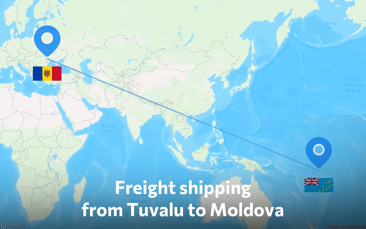 Shipping route from Tuvalu to Moldova