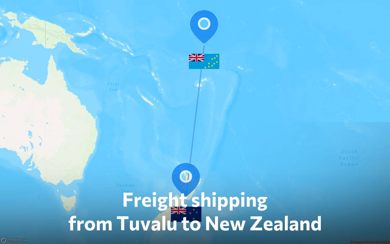 Shipping route from Tuvalu to New Zealand