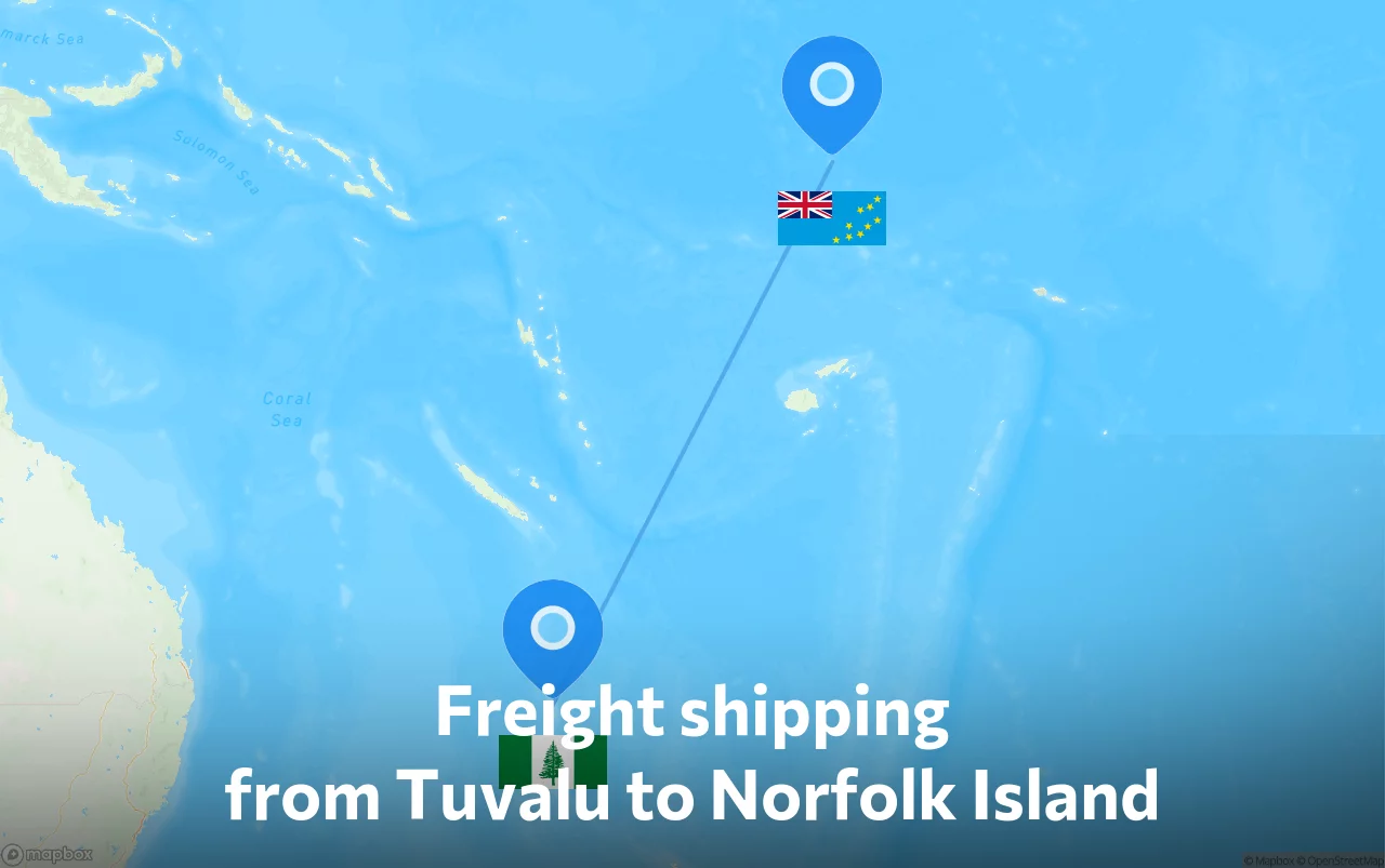 Shipping route from Tuvalu to Norfolk Island