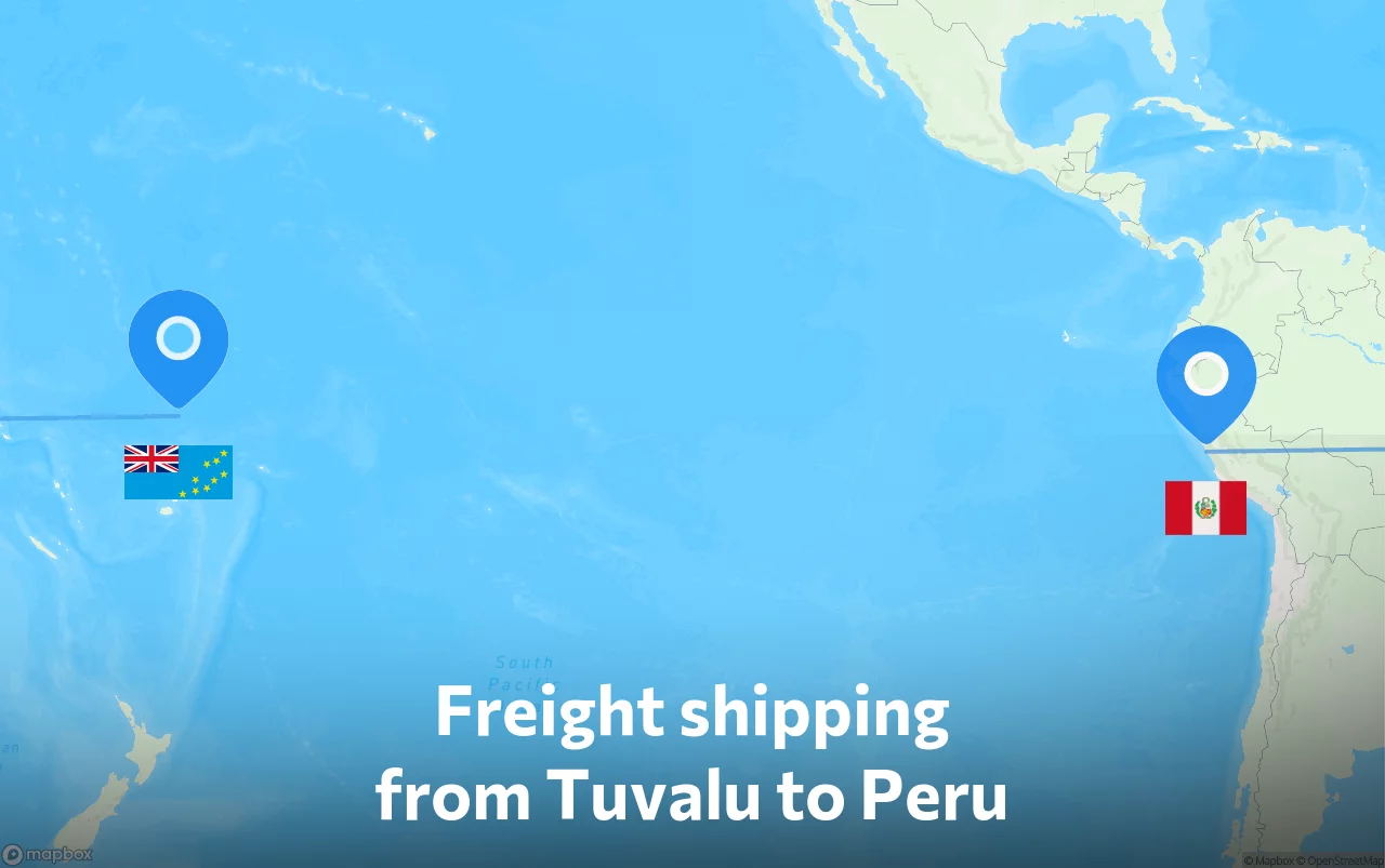 Shipping route from Tuvalu to Peru