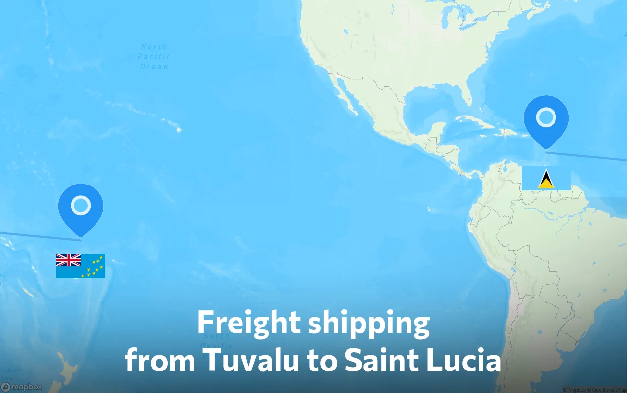 Shipping route from Tuvalu to Saint Lucia