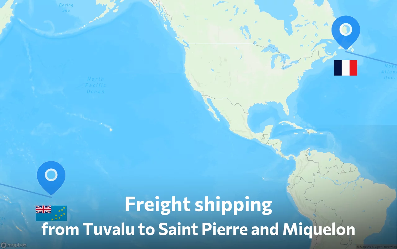 Shipping route from Tuvalu to Saint Pierre and Miquelon