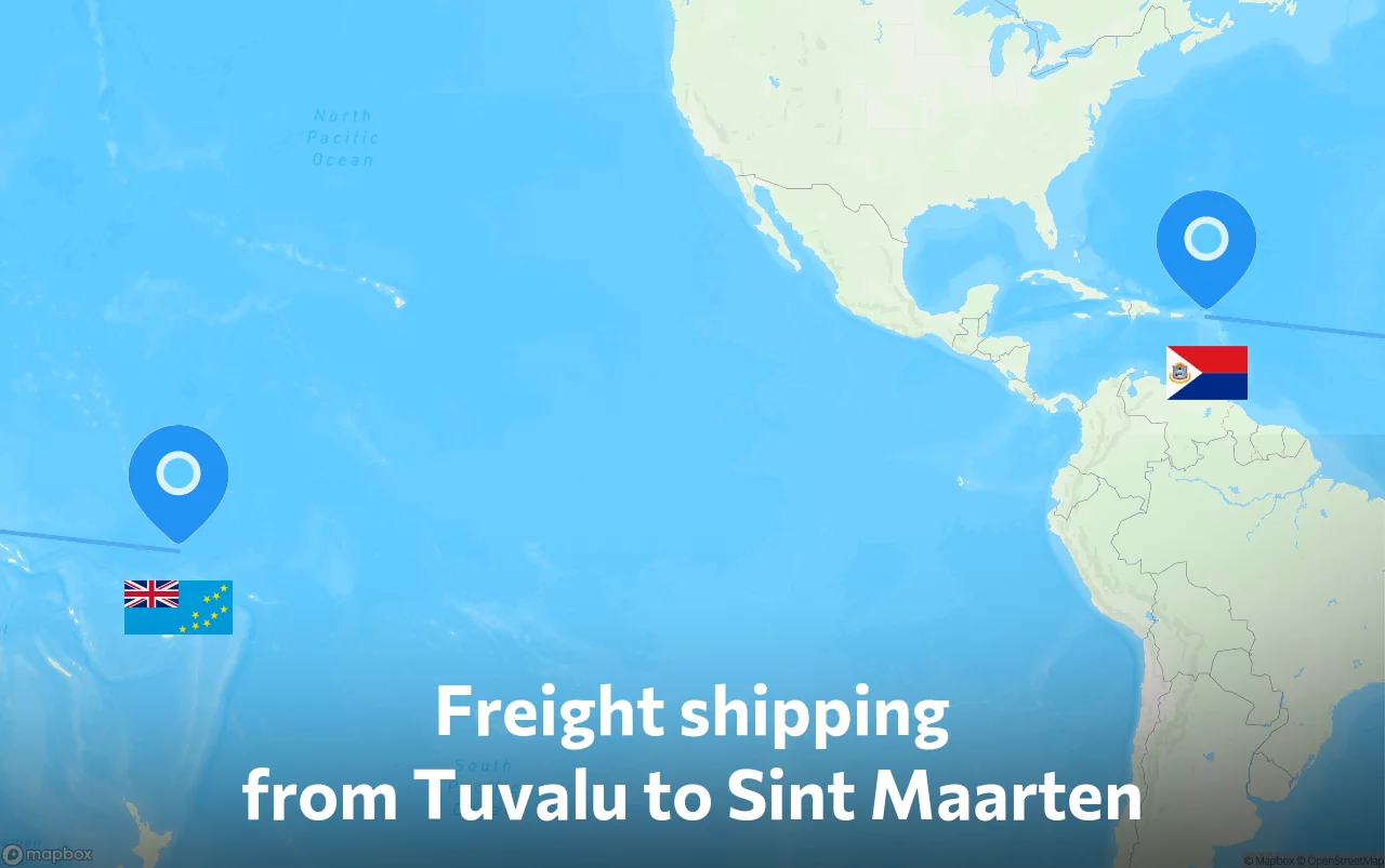 Shipping route from Tuvalu to Sint Maarten