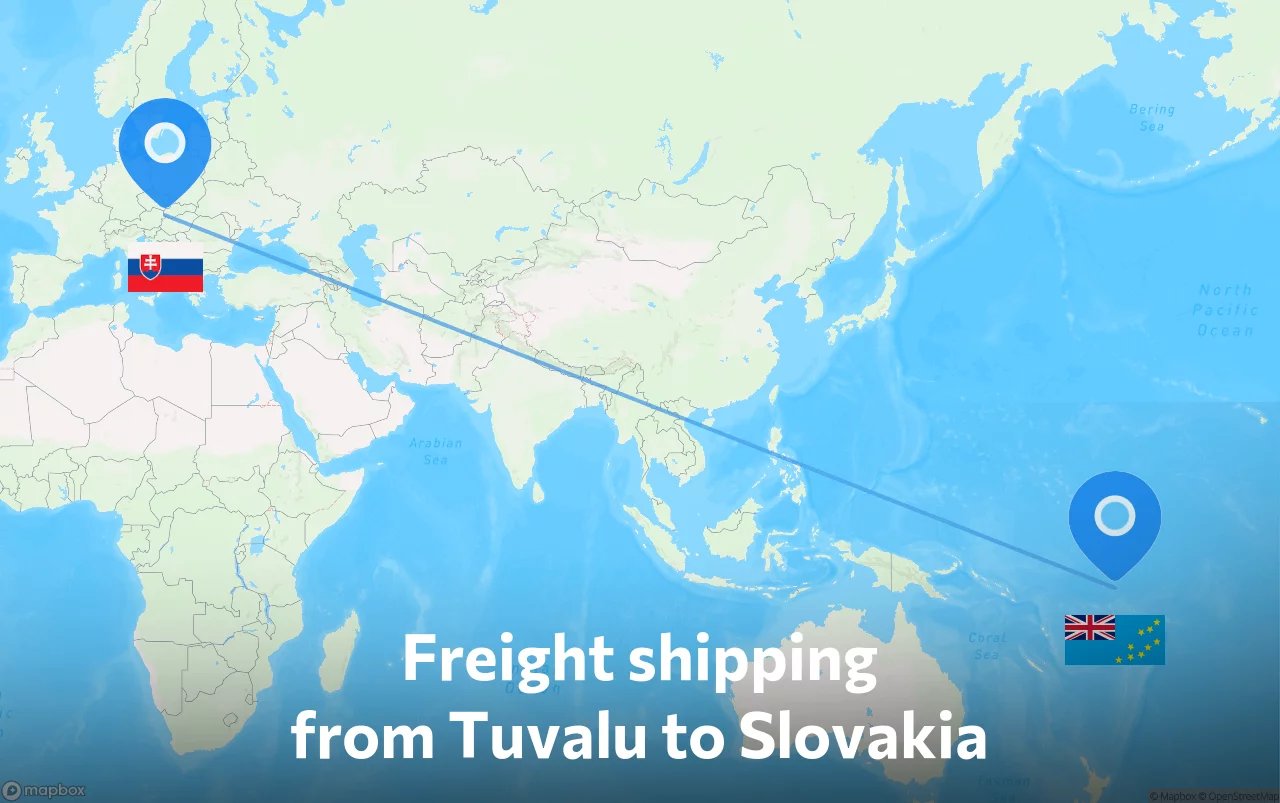Shipping route from Tuvalu to Slovakia
