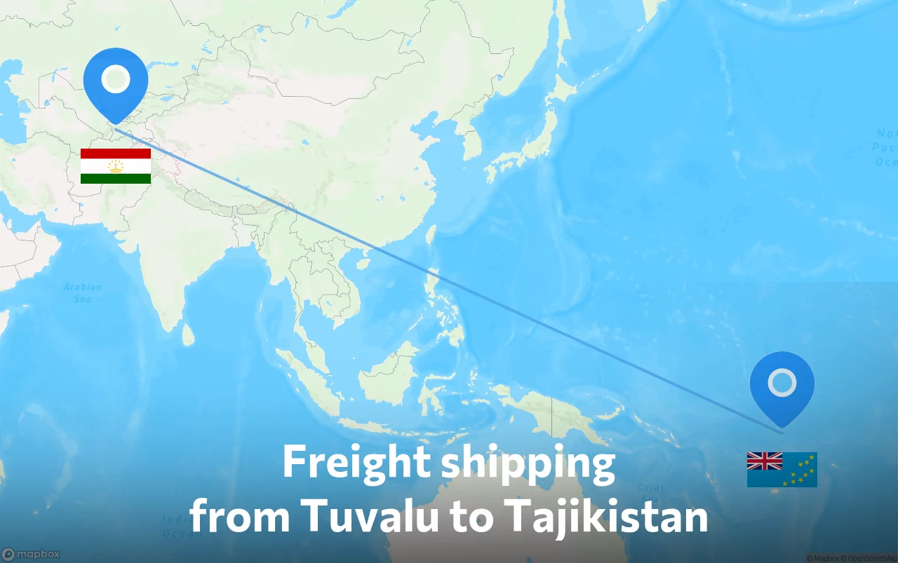 Shipping route from Tuvalu to Tajikistan