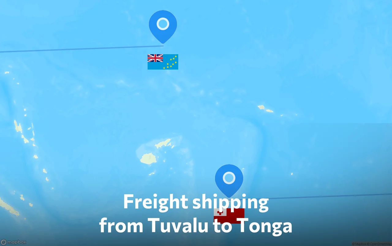Shipping route from Tuvalu to Tonga