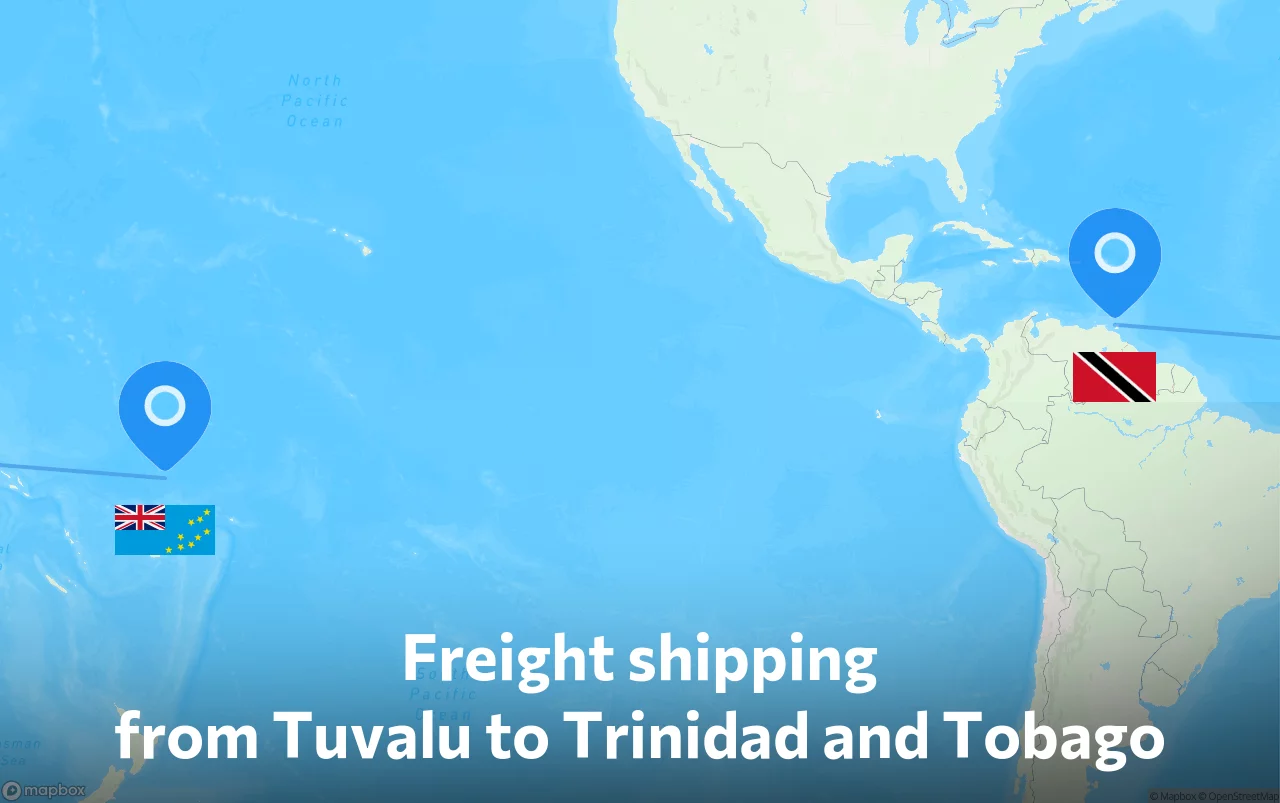 Shipping route from Tuvalu to Trinidad and Tobago