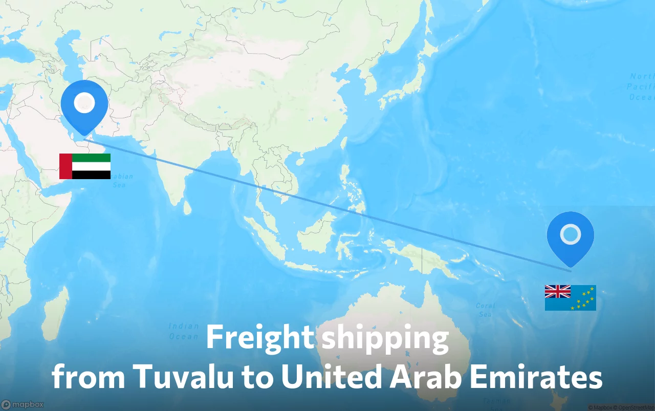 Shipping route from Tuvalu to United Arab Emirates