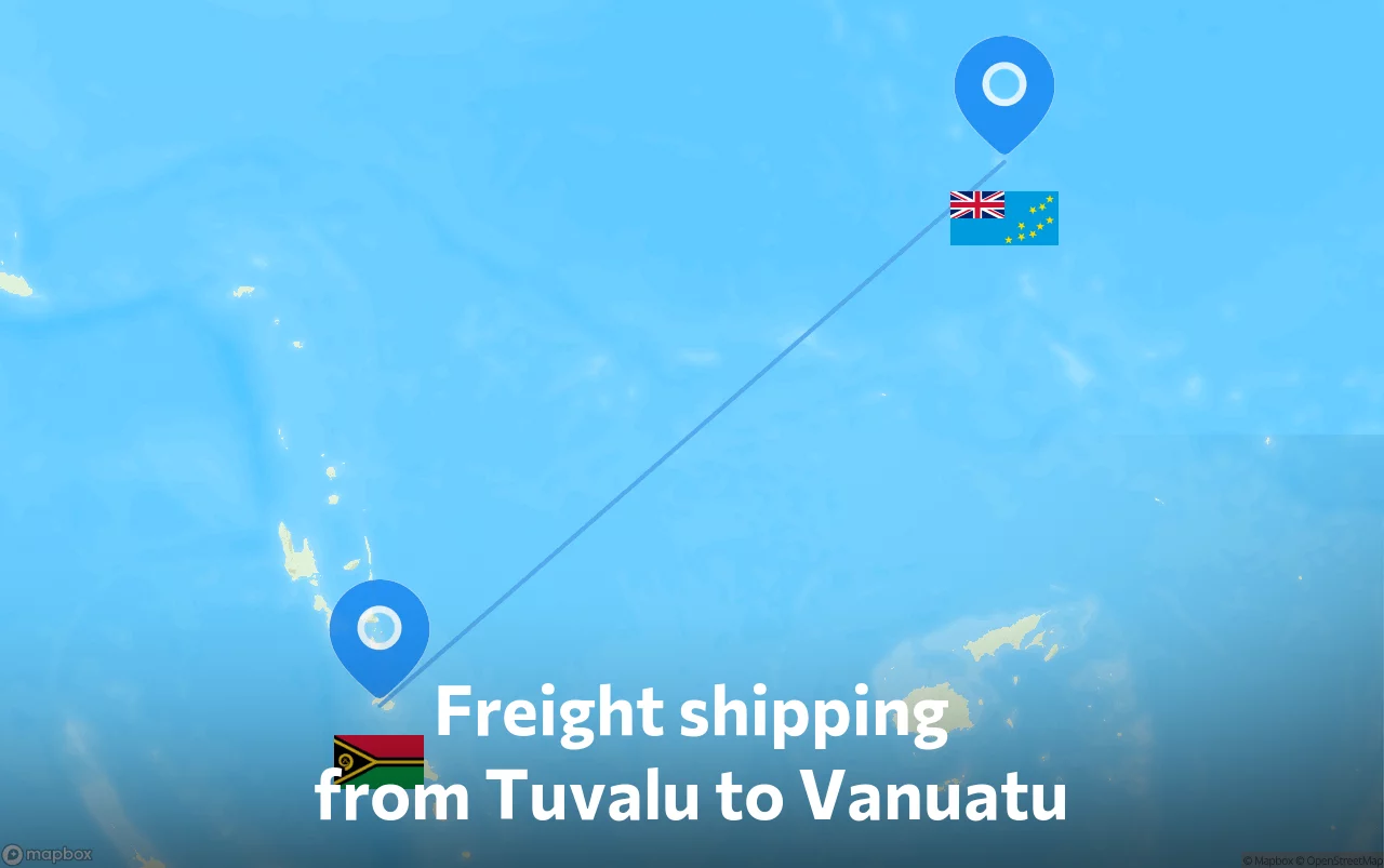 Shipping route from Tuvalu to Vanuatu