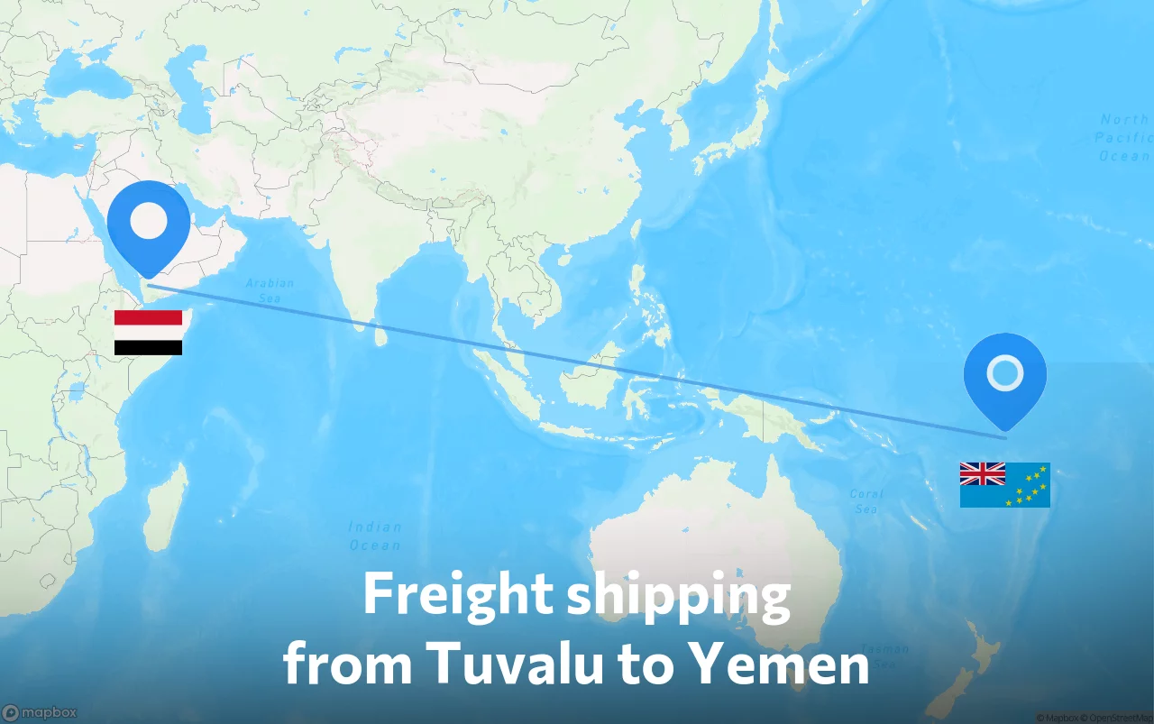 Shipping route from Tuvalu to Yemen