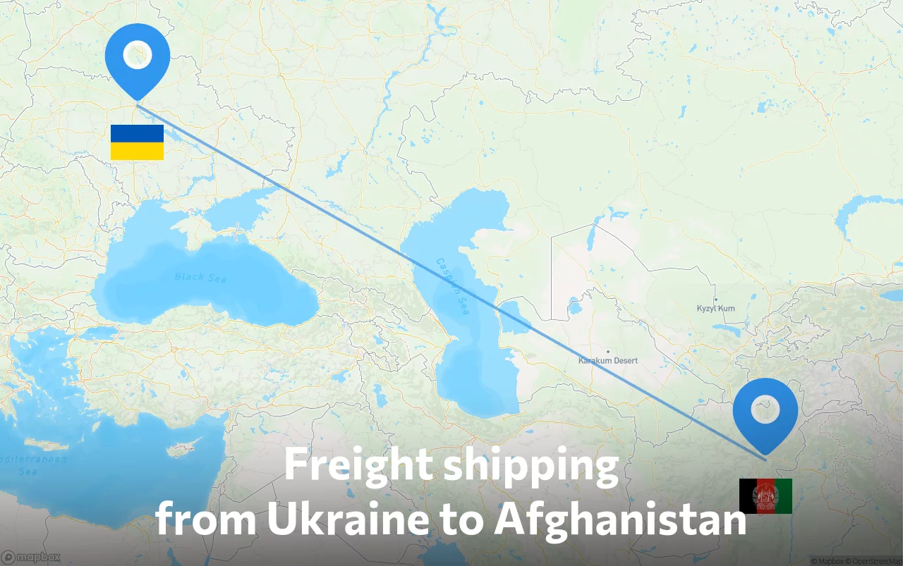Shipping route from Ukraine to Afghanistan