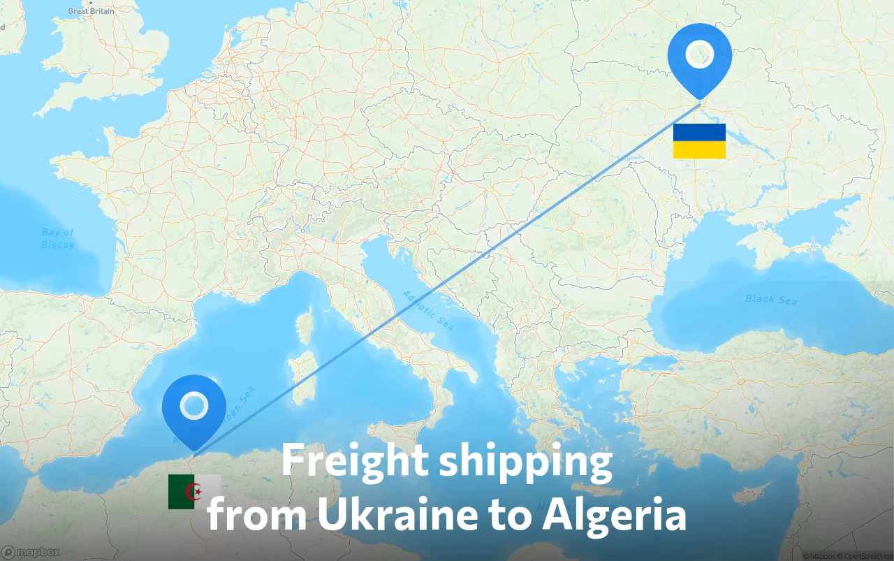 Shipping route from Ukraine to Algeria