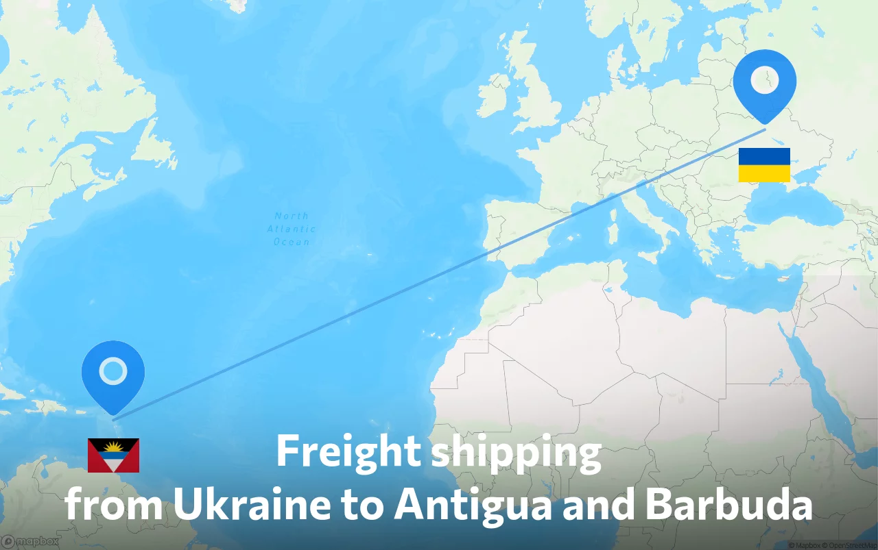 Shipping route from Ukraine to Antigua and Barbuda