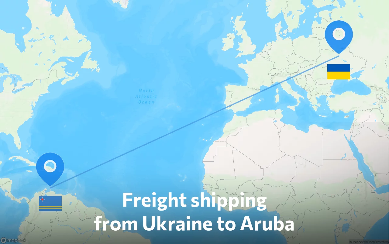 Shipping route from Ukraine to Aruba