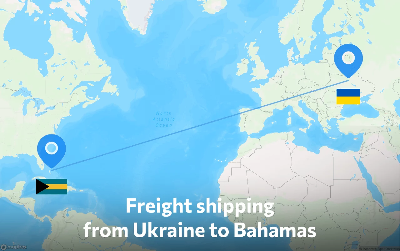 Shipping route from Ukraine to Bahamas