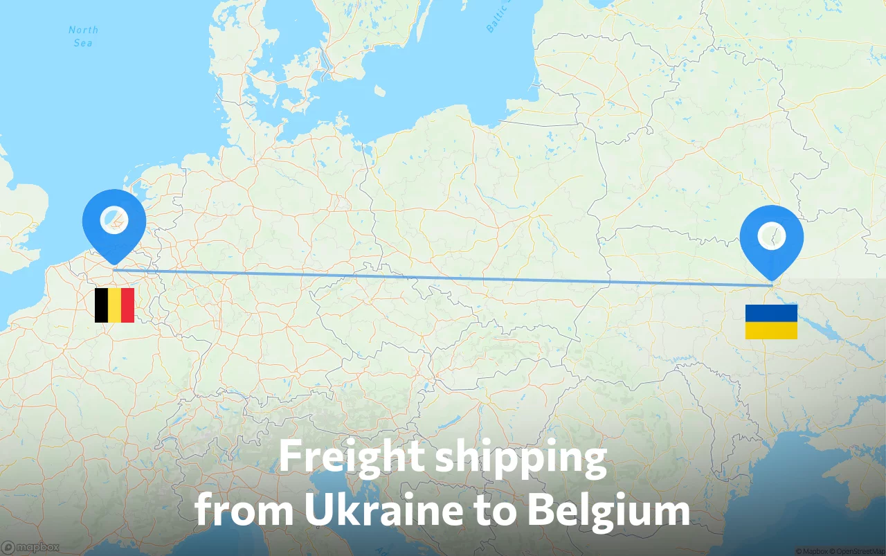 Shipping route from Ukraine to Belgium