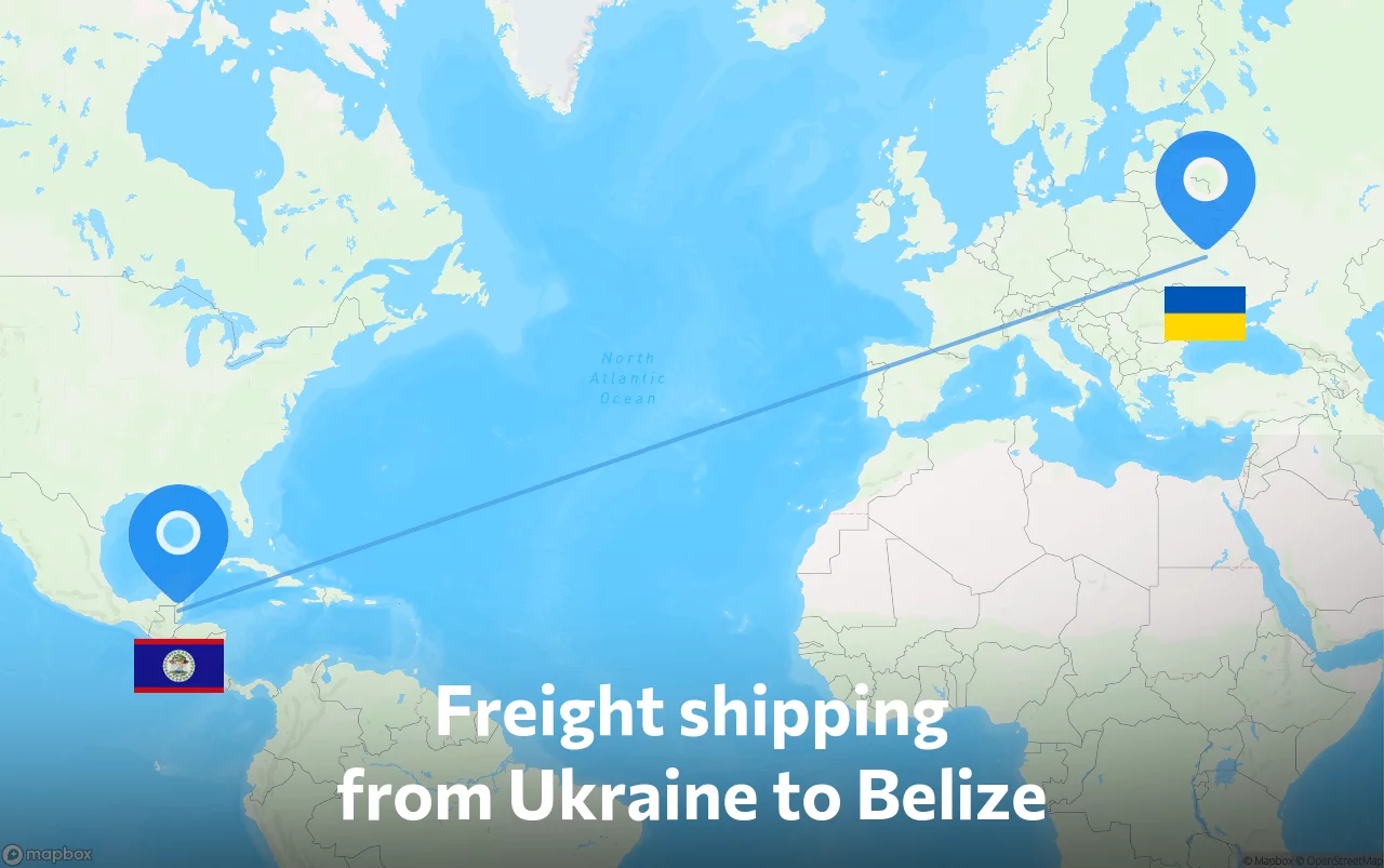 Shipping route from Ukraine to Belize