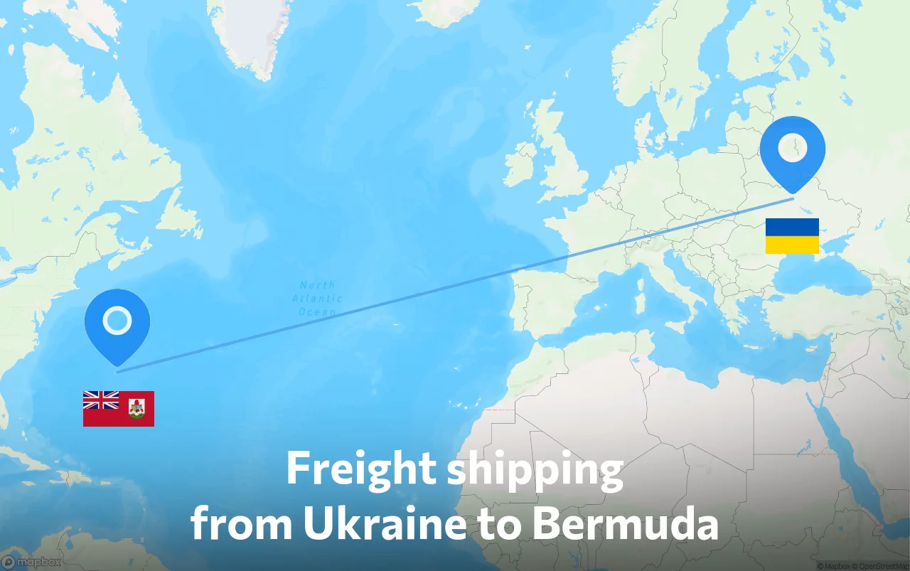 Shipping route from Ukraine to Bermuda