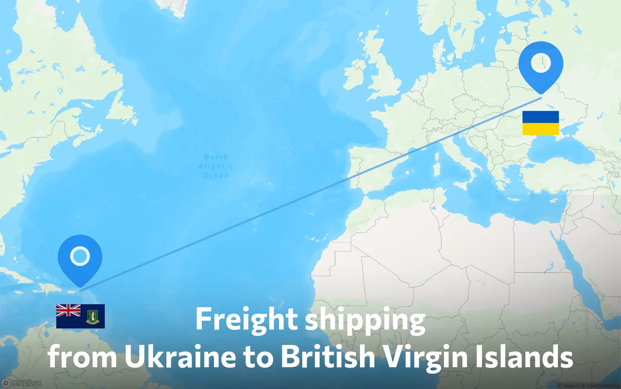 Shipping route from Ukraine to British Virgin Islands