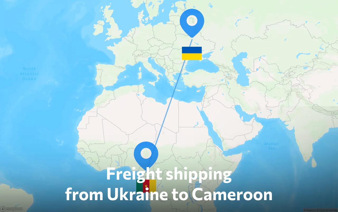 Shipping route from Ukraine to Cameroon