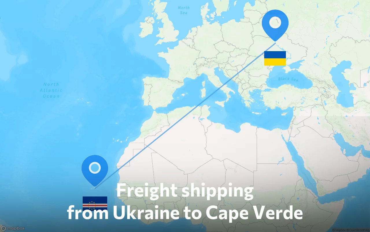 Shipping route from Ukraine to Cape Verde