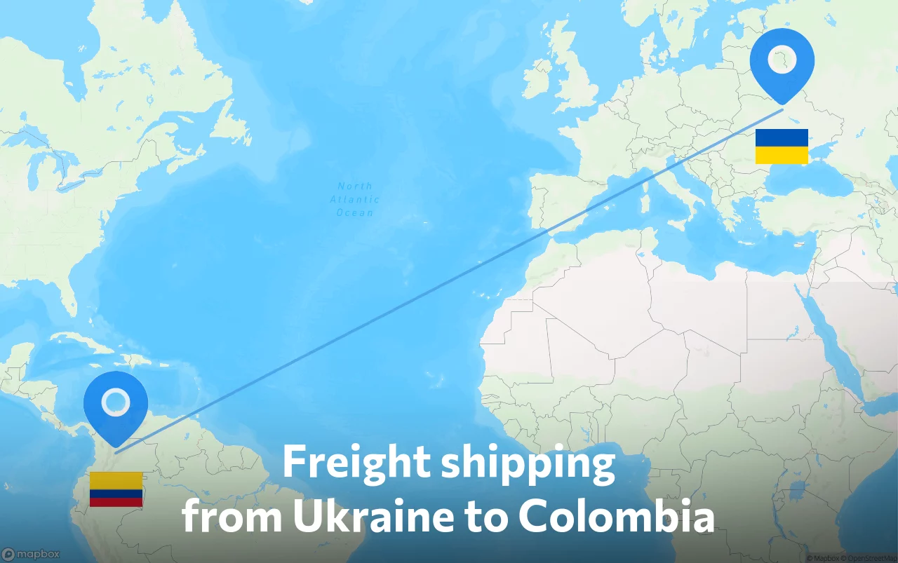 Shipping route from Ukraine to Colombia