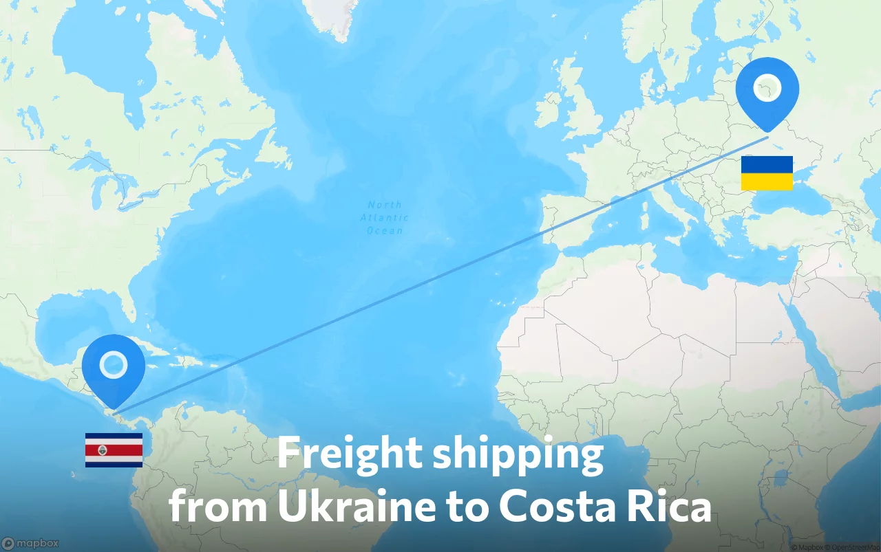 Shipping route from Ukraine to Costa Rica