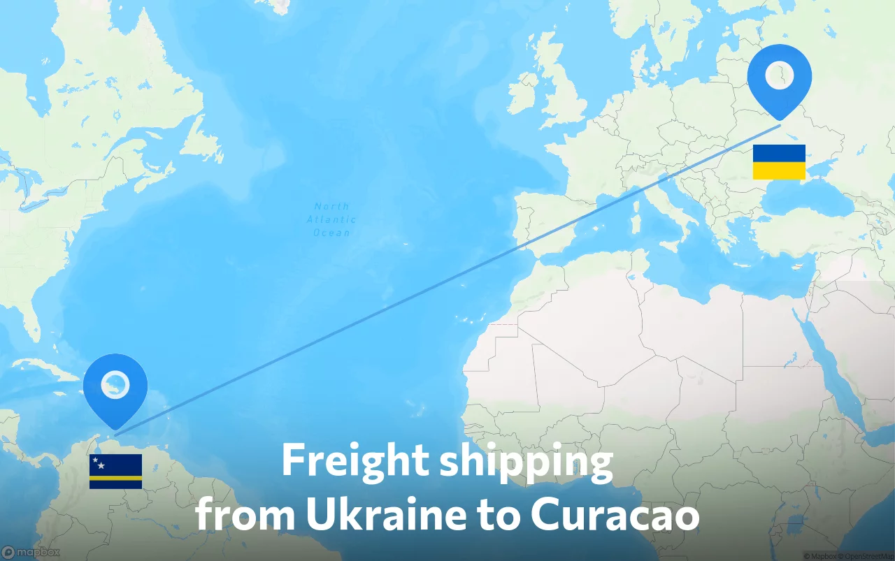 Shipping route from Ukraine to Curacao