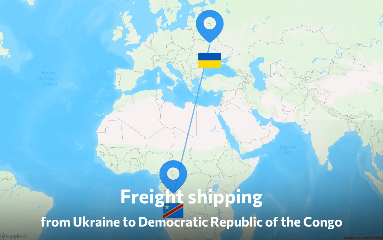 Shipping route from Ukraine to Democratic Republic of the Congo