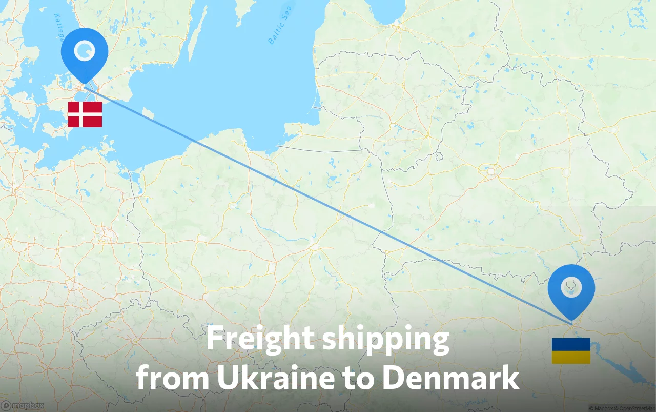 Shipping route from Ukraine to Denmark