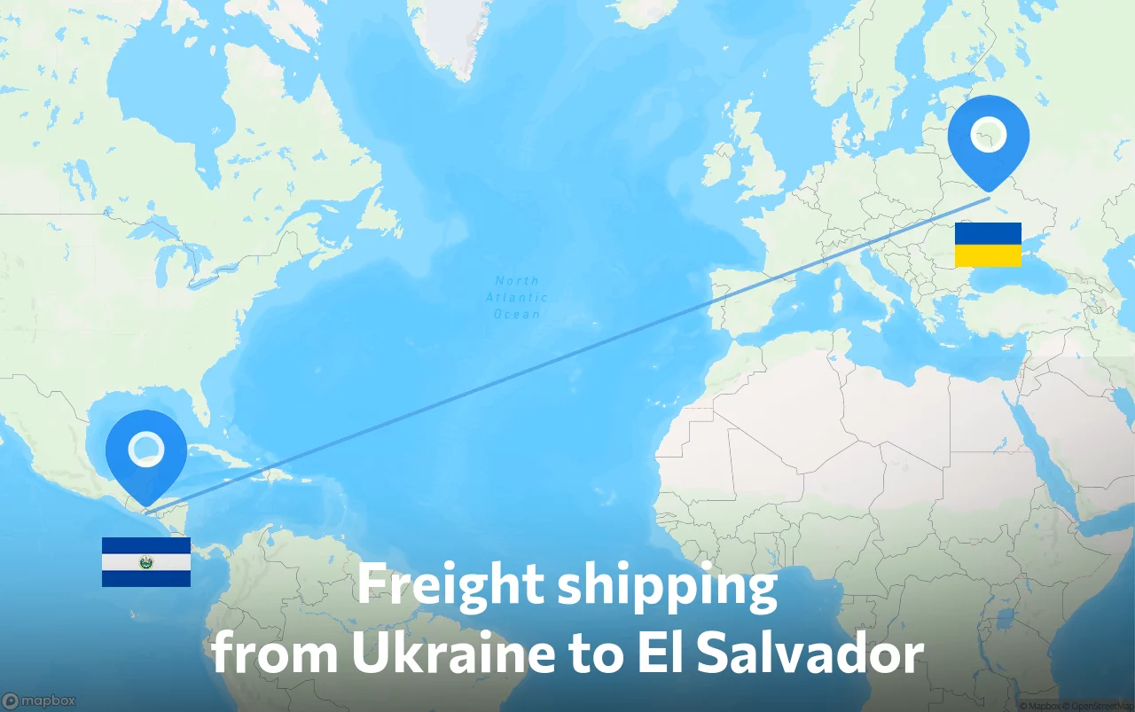 Shipping route from Ukraine to El Salvador