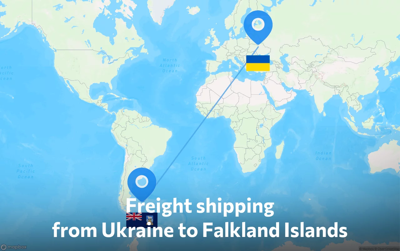 Shipping route from Ukraine to Falkland Islands