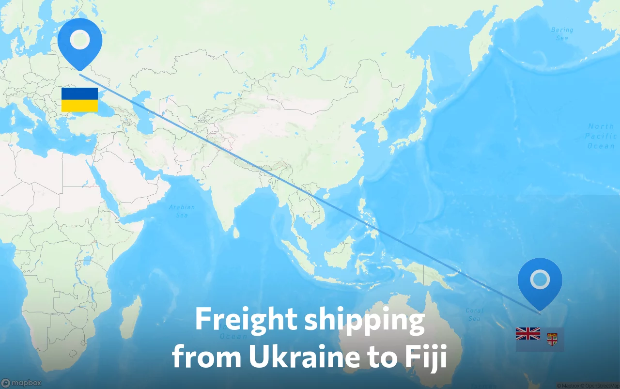 Shipping route from Ukraine to Fiji
