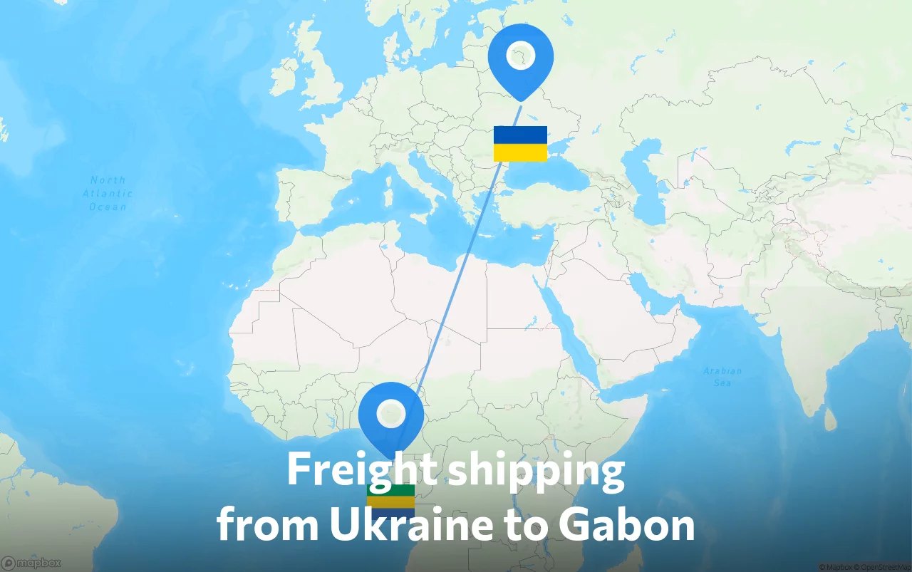 Shipping route from Ukraine to Gabon