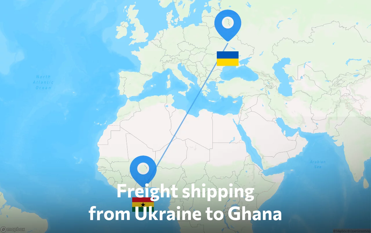 Shipping route from Ukraine to Ghana