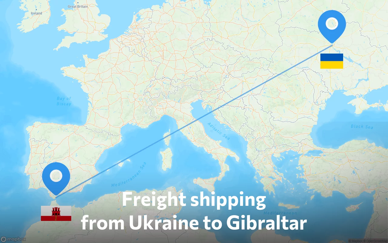 Shipping route from Ukraine to Gibraltar