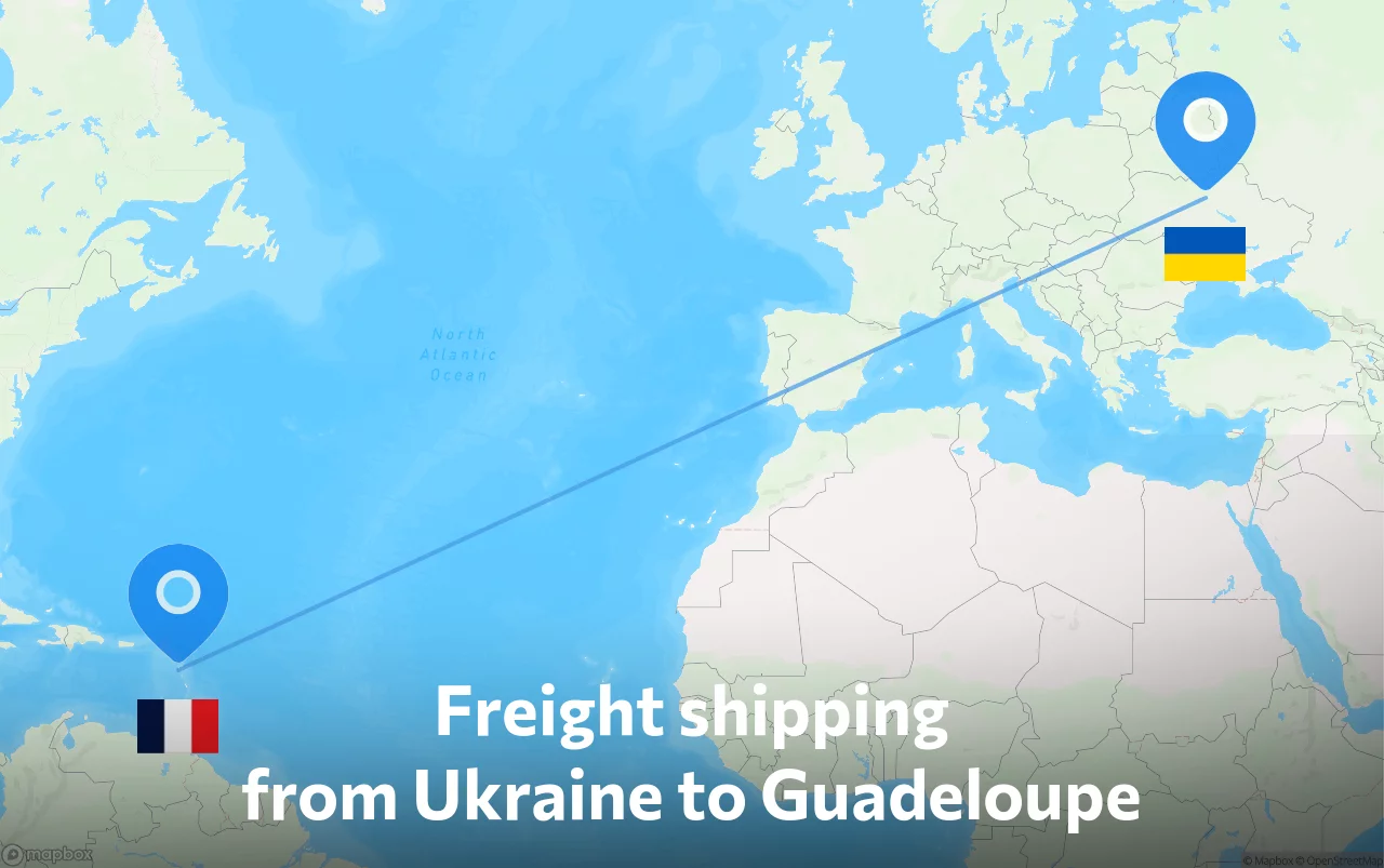 Shipping route from Ukraine to Guadeloupe