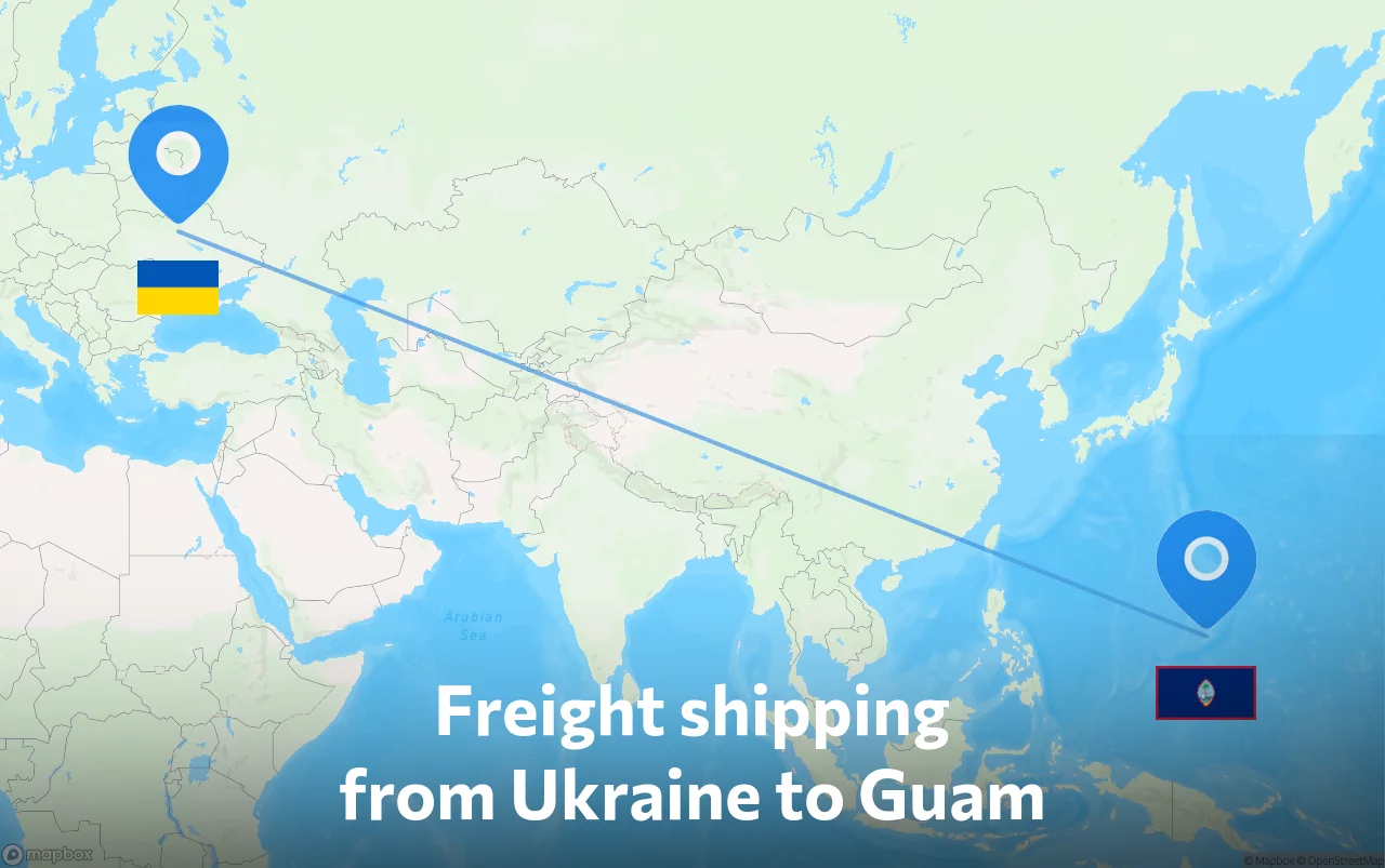 Shipping route from Ukraine to Guam