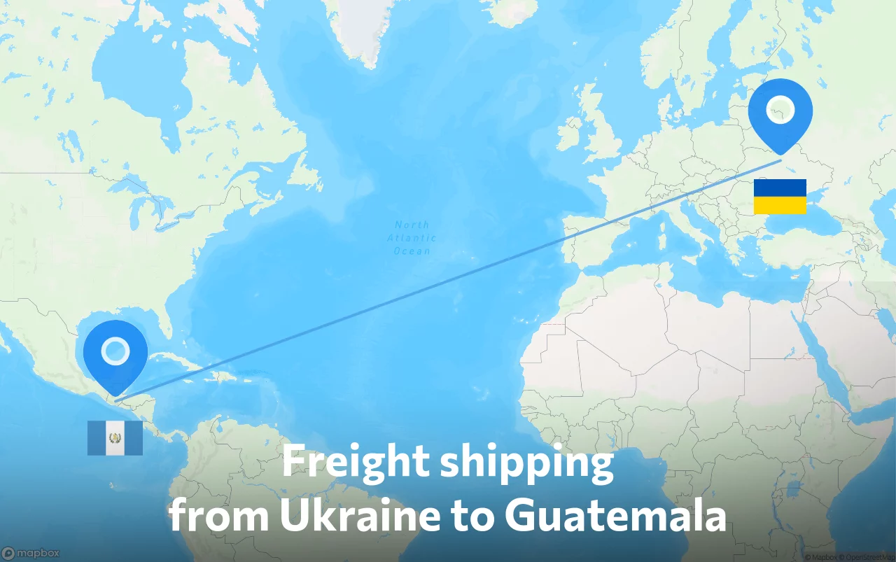 Shipping route from Ukraine to Guatemala