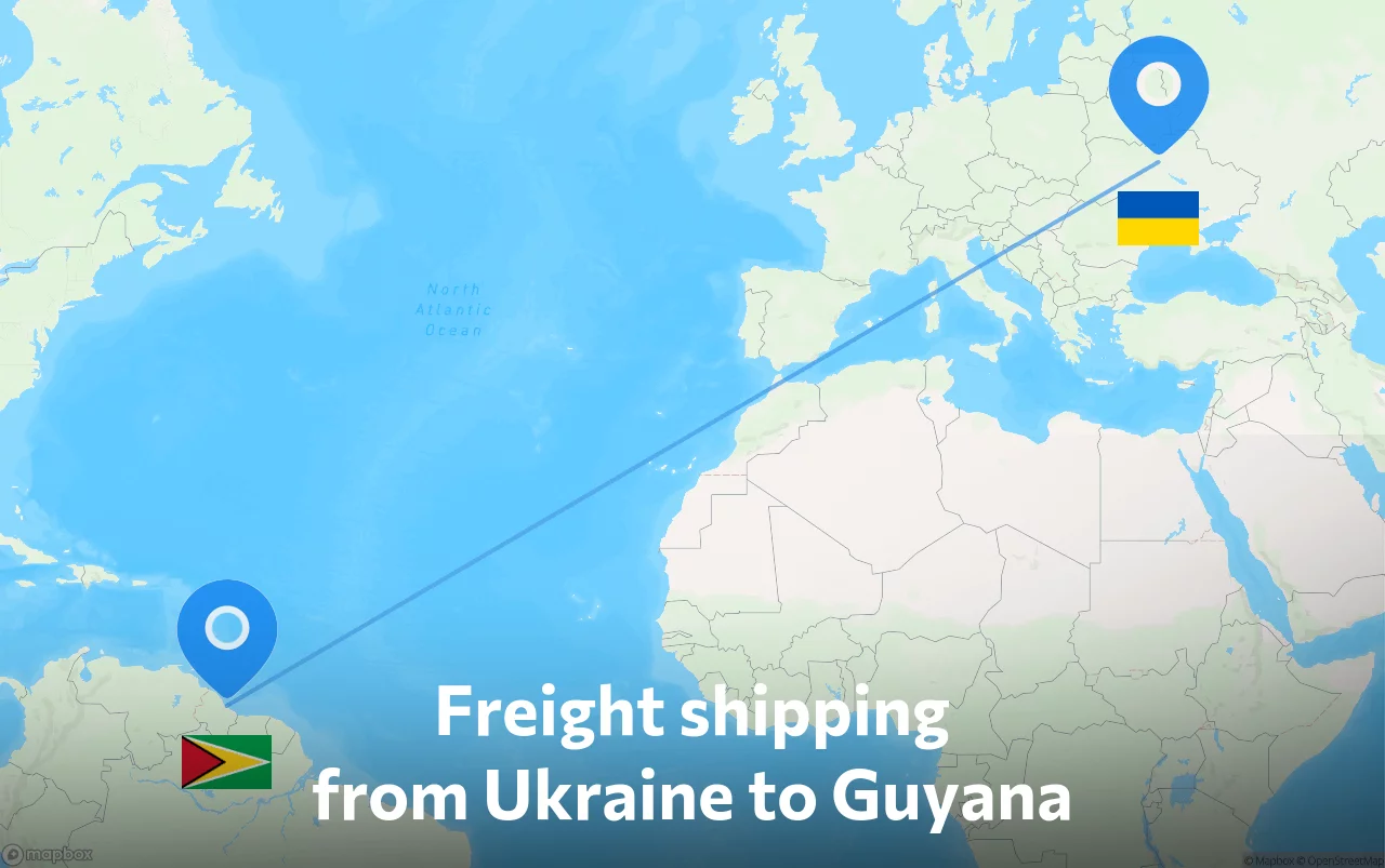 Shipping route from Ukraine to Guyana